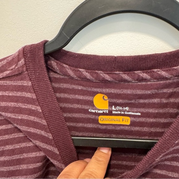 Carhartt Striped Workwear Shirt L Measurement Burgundy - Picture 2 of 6